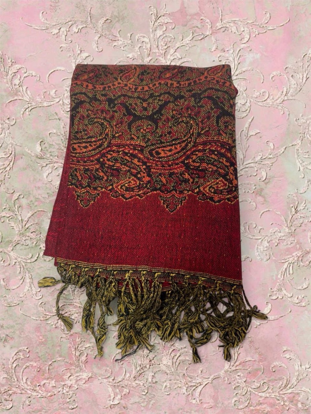 new | red pashmina shawl